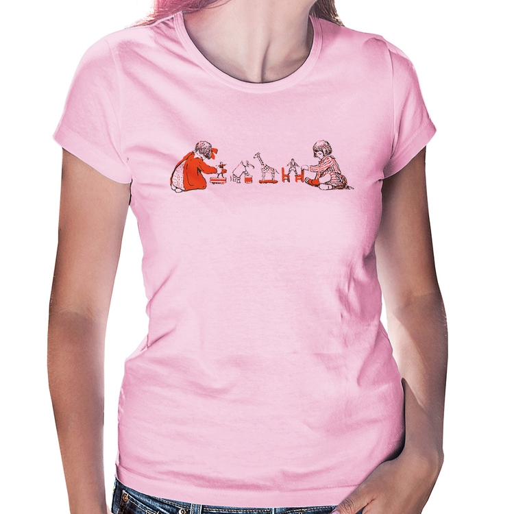 Baby Look Crianças Brincando - Rosa Bebê