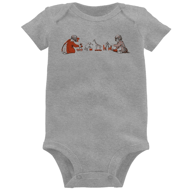 Body Bebê Crianças Brincando - Cinza