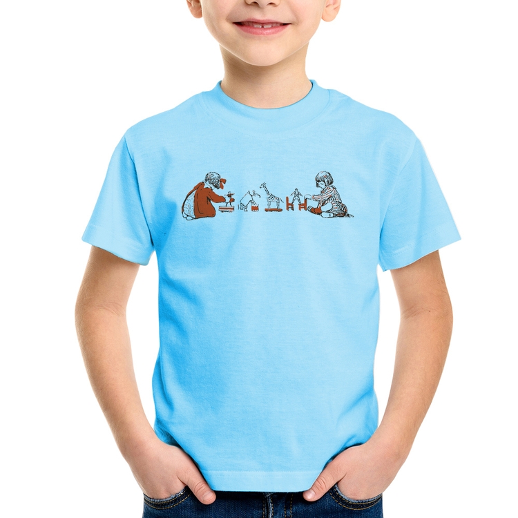 Camiseta Infantil Crianças Brincando - Azul Bebê