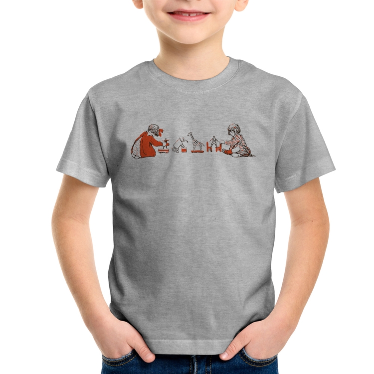 Camiseta Infantil Crianças Brincando - Cinza