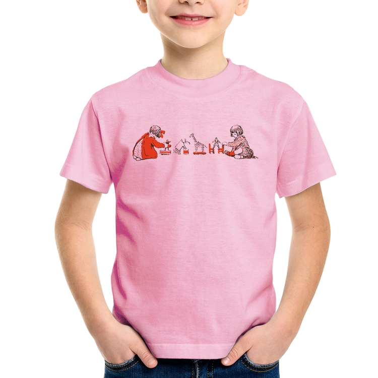 Camiseta Infantil Crianças Brincando - Rosa Bebê
