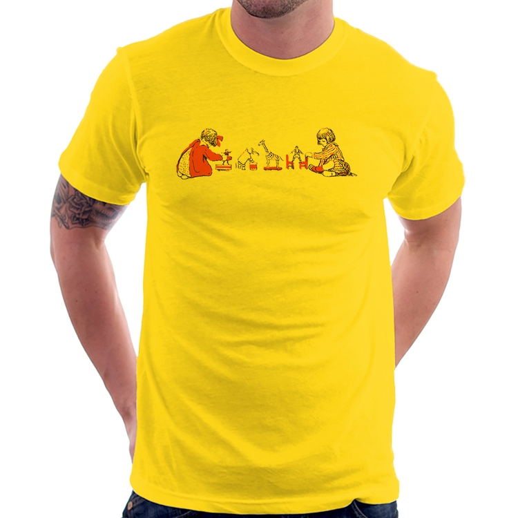 Camiseta Crianças Brincando - Amarela