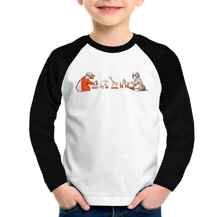 Camiseta Raglan Infantil Crianças Brincando Manga Longa