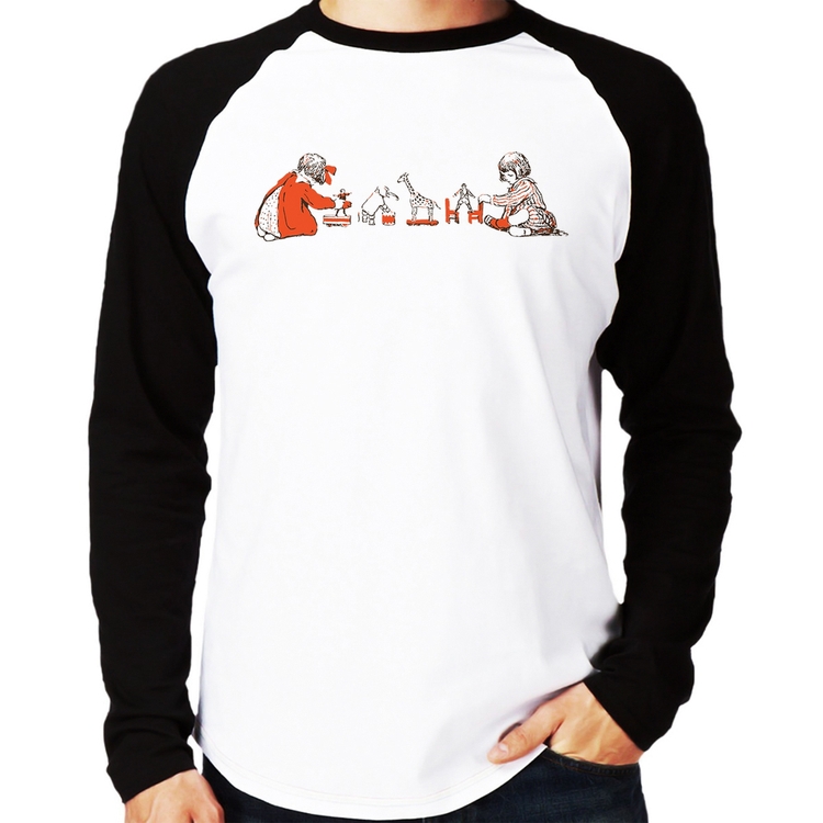 Camiseta Raglan Crianças Brincando Manga Longa