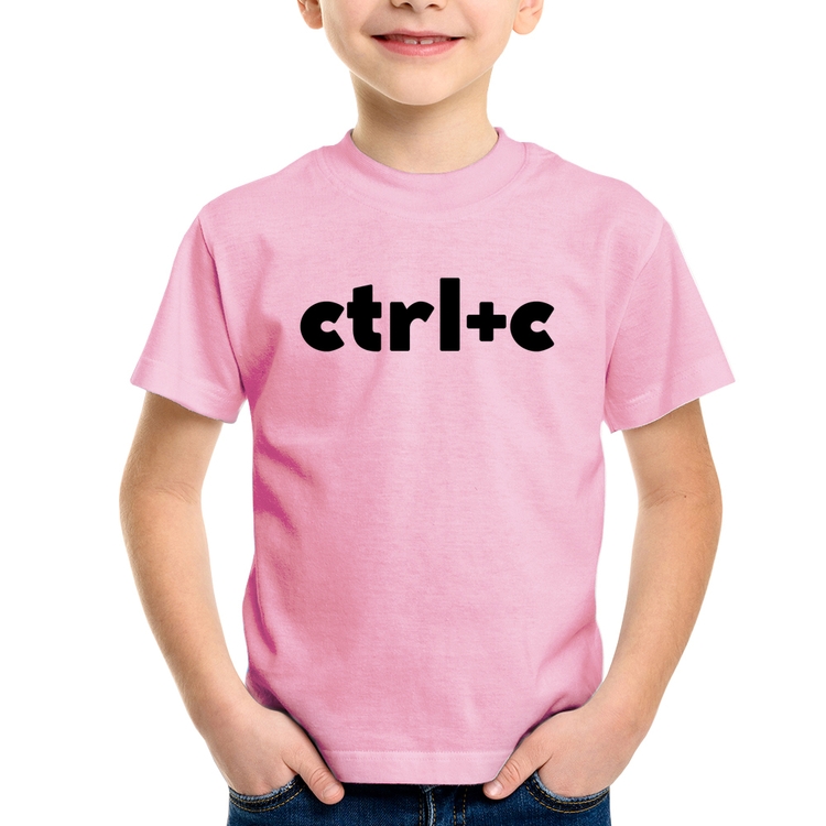 Camiseta Infantil Ctrl+C - Rosa Bebê