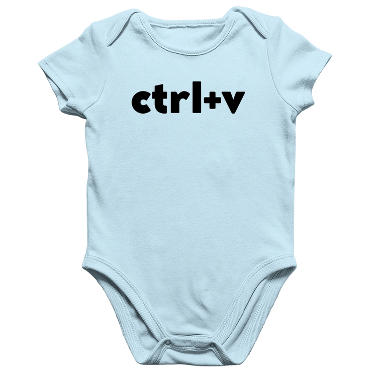 Body Bebê Algodão Ctrl+V - Azul Bebê