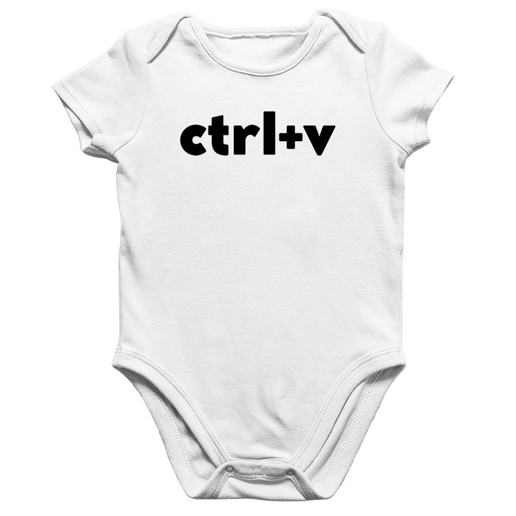 Body Bebê Algodão Ctrl+V - Branco