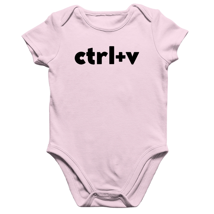 Body Bebê Algodão Ctrl+V - Rosa Bebê