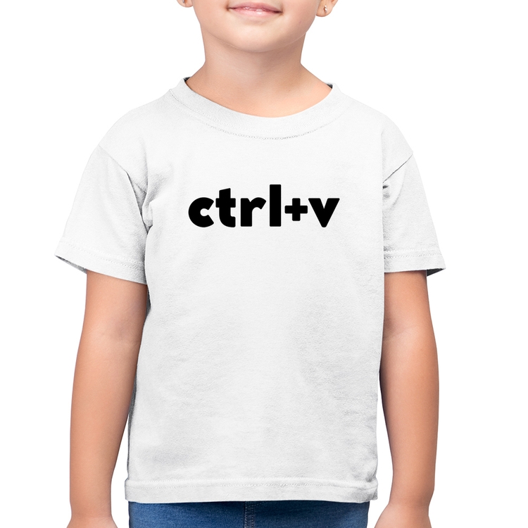 Camiseta Algodão Infantil Ctrl+V - Branca
