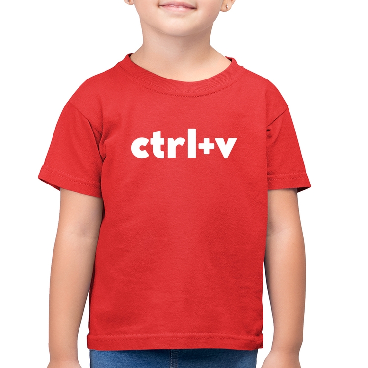 Camiseta Algodão Infantil Ctrl+V - Vermelha