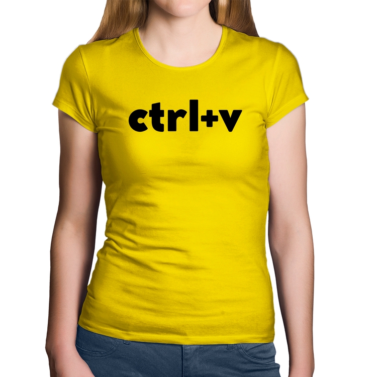 Baby Look Algodão Ctrl+V - Amarela