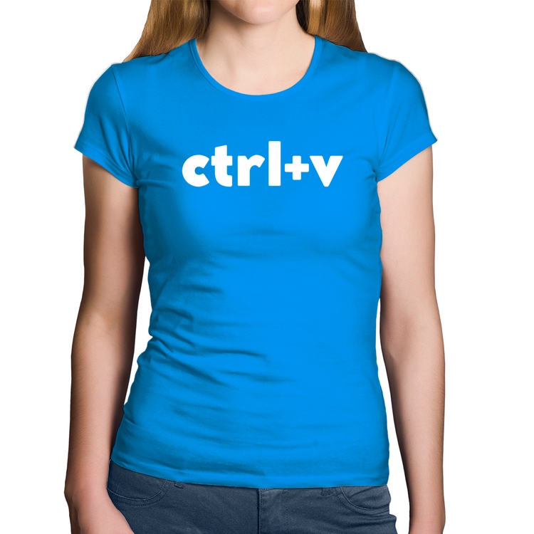 Baby Look Algodão Ctrl+V - Azul