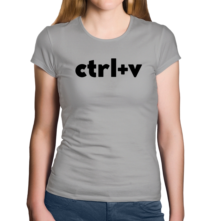 Baby Look Algodão Ctrl+V - Cinza