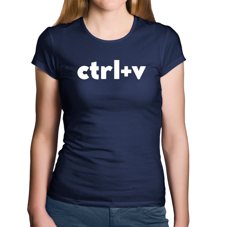 Baby Look Algodão Ctrl+V - Marinho