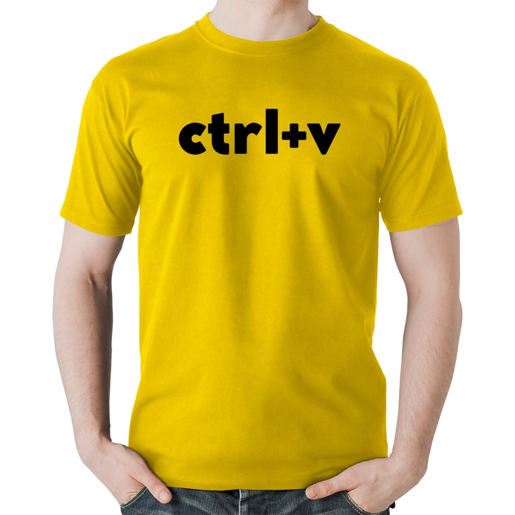Camiseta Algodão Ctrl+V - Amarela