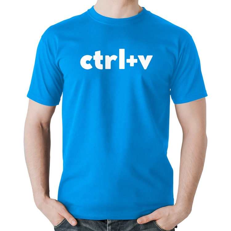 Camiseta Algodão Ctrl+V - Azul