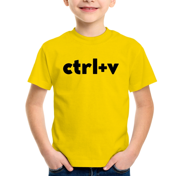 Camiseta Infantil Ctrl+V - Amarela