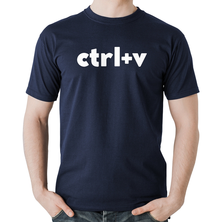 Camiseta Algodão Ctrl+V - Marinho