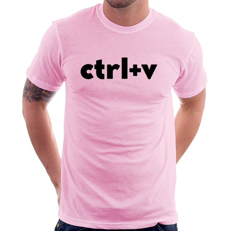 Camiseta Ctrl+V - Rosa Bebê