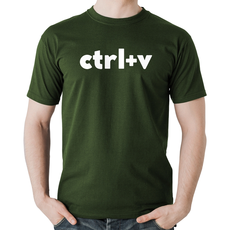 Camiseta Algodão Ctrl+V - Musgo