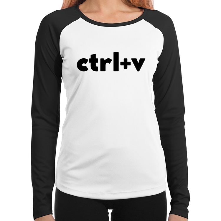 Baby Look Raglan Ctrl+V Manga Longa