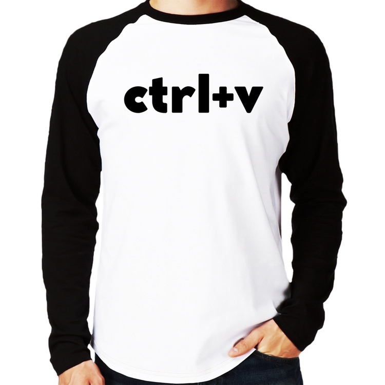 Camiseta Raglan Ctrl+V Manga Longa