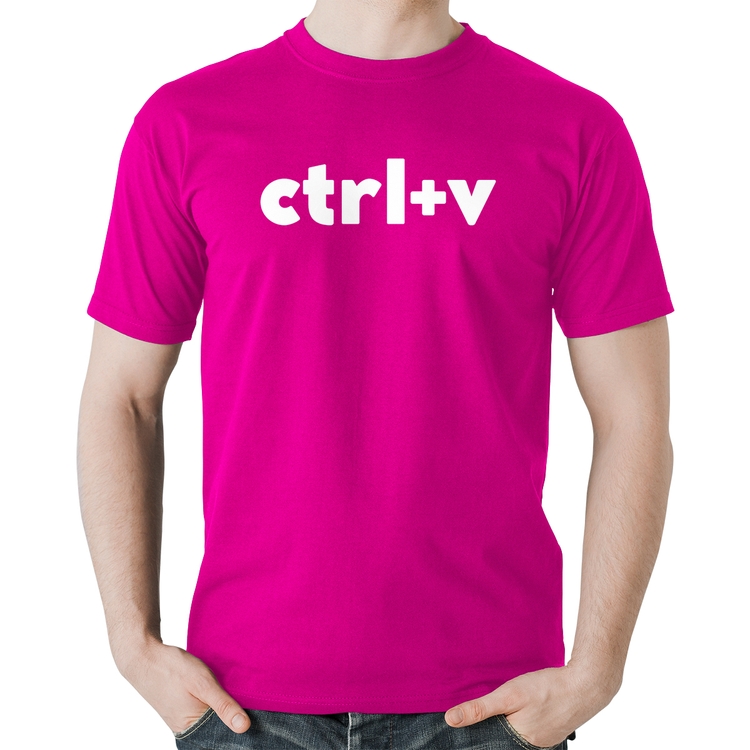 Camiseta Algodão Ctrl+V - Rosa