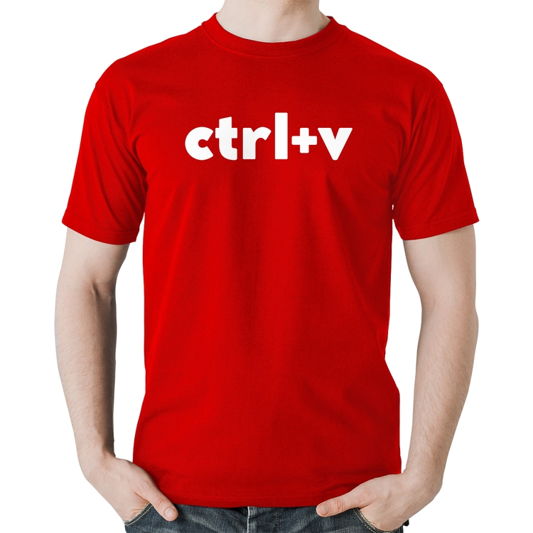 Camiseta Algodão Ctrl+V - Vermelha