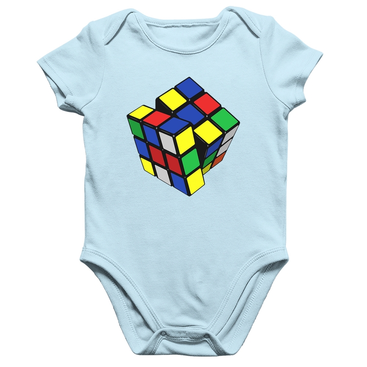 Body Bebê Algodão Cubo Mágico - Azul Bebê