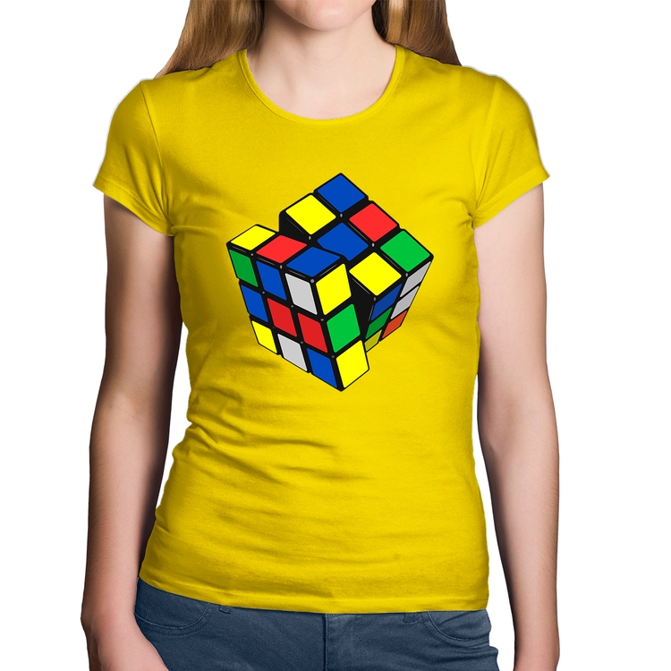 Baby Look Algodão Cubo Mágico - Amarela