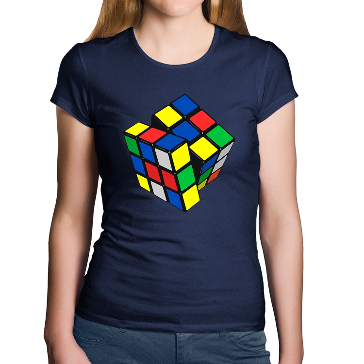 Baby Look Algodão Cubo Mágico - Marinho