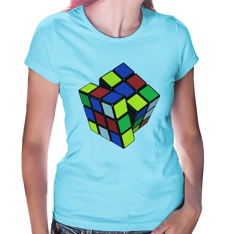 Baby Look Cubo Mágico - Azul Bebê