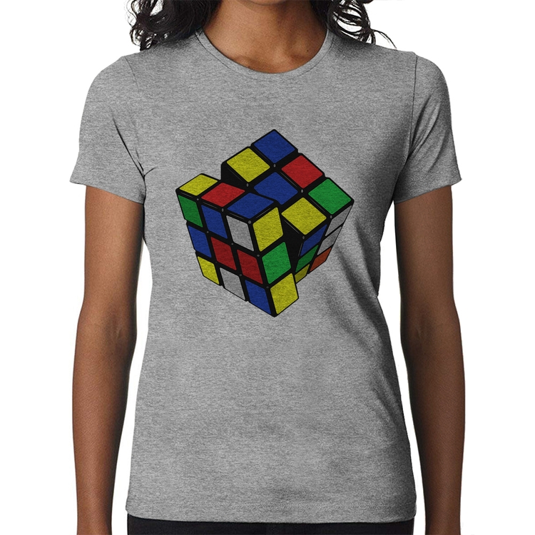 Baby Look Cubo Mágico - Cinza