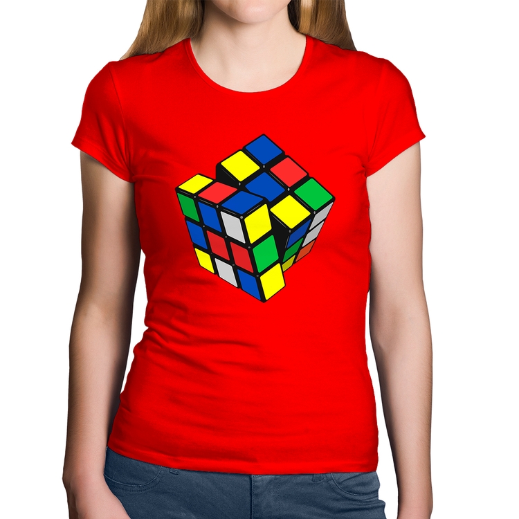 Baby Look Algodão Cubo Mágico - Vermelha