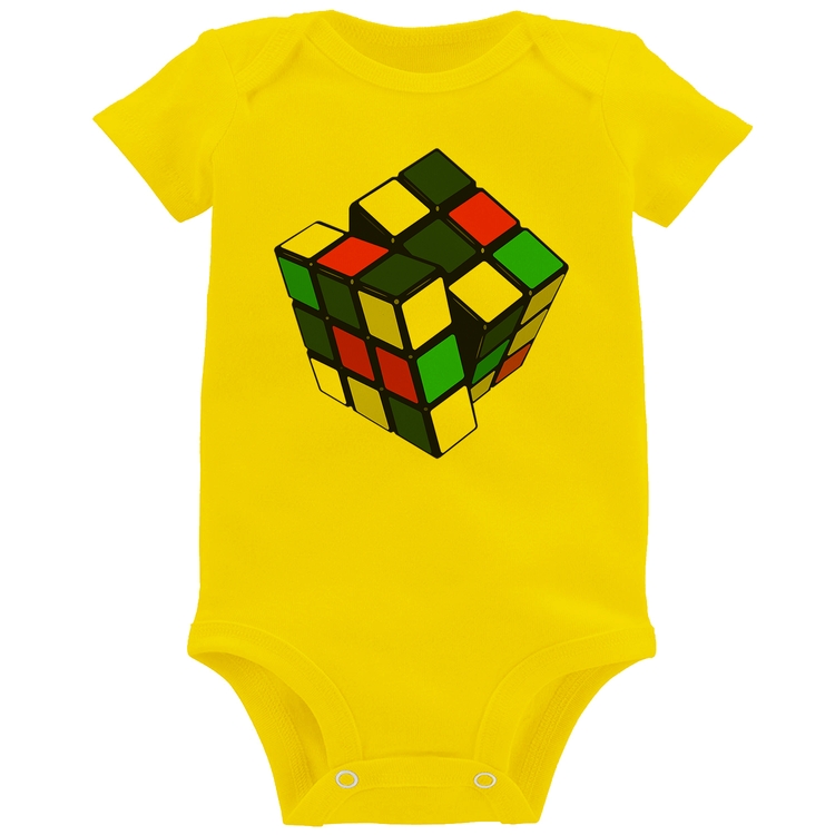 Body Bebê Cubo Mágico - Amarelo