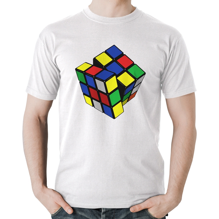 Camiseta Algodão Cubo Mágico - Branca