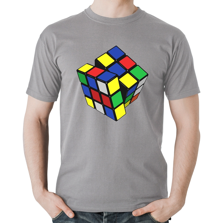 Camiseta Algodão Cubo Mágico - Cinza