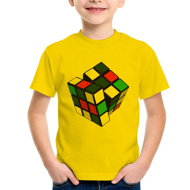 Camiseta Infantil Cubo Mágico - Amarela