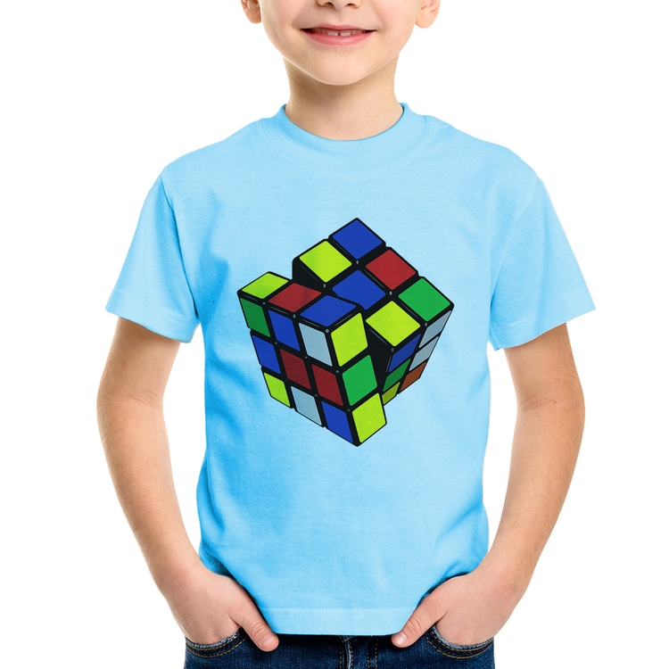 Camiseta Infantil Cubo Mágico - Azul Bebê