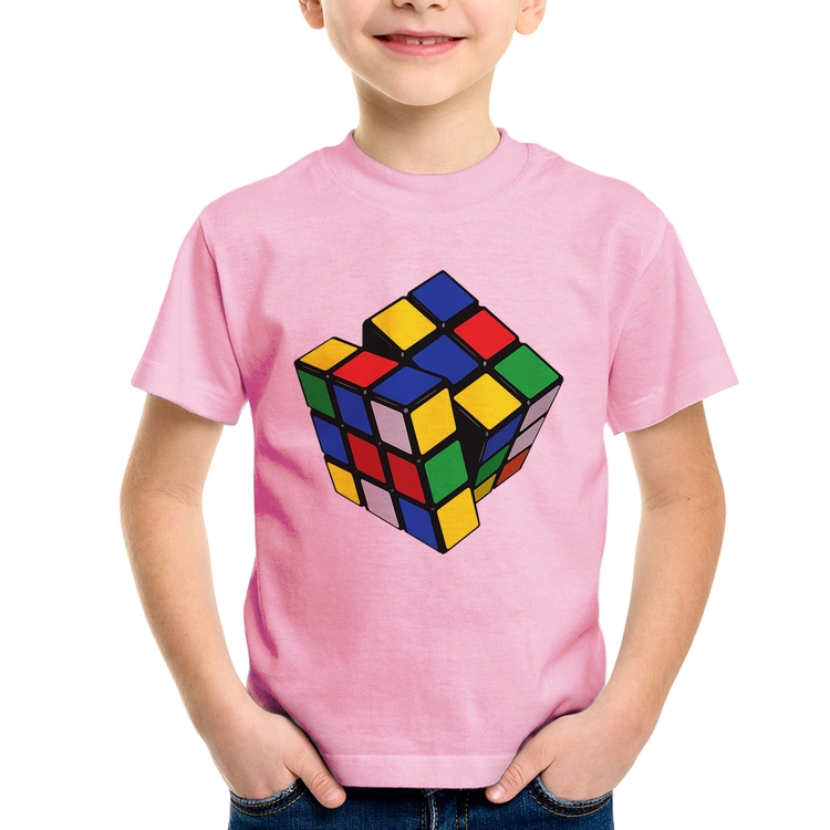 Camiseta Infantil Cubo Mágico - Rosa Bebê