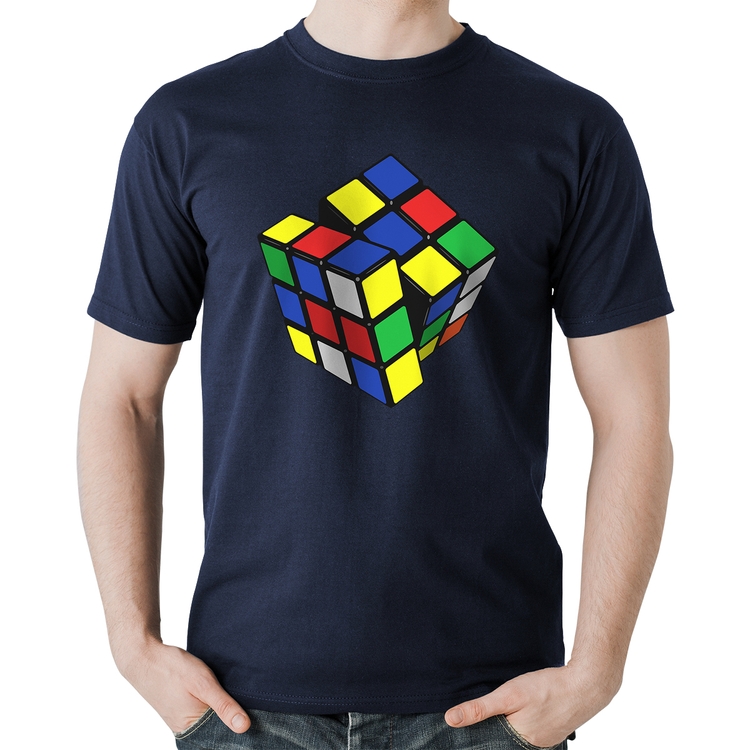 Camiseta Algodão Cubo Mágico - Marinho