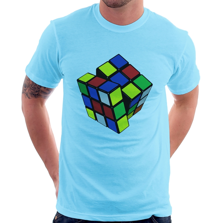 Camiseta Cubo Mágico - Azul Bebê