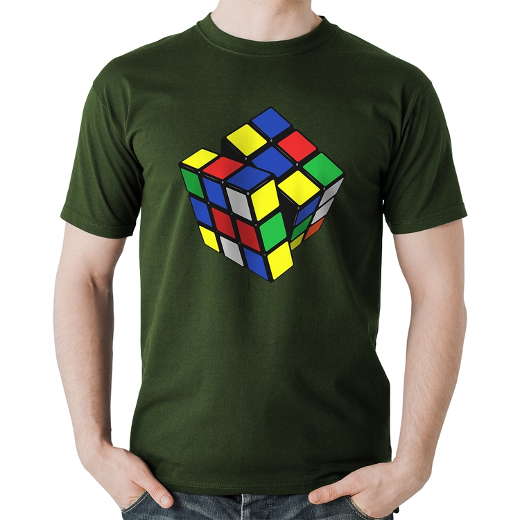 Camiseta Algodão Cubo Mágico - Musgo