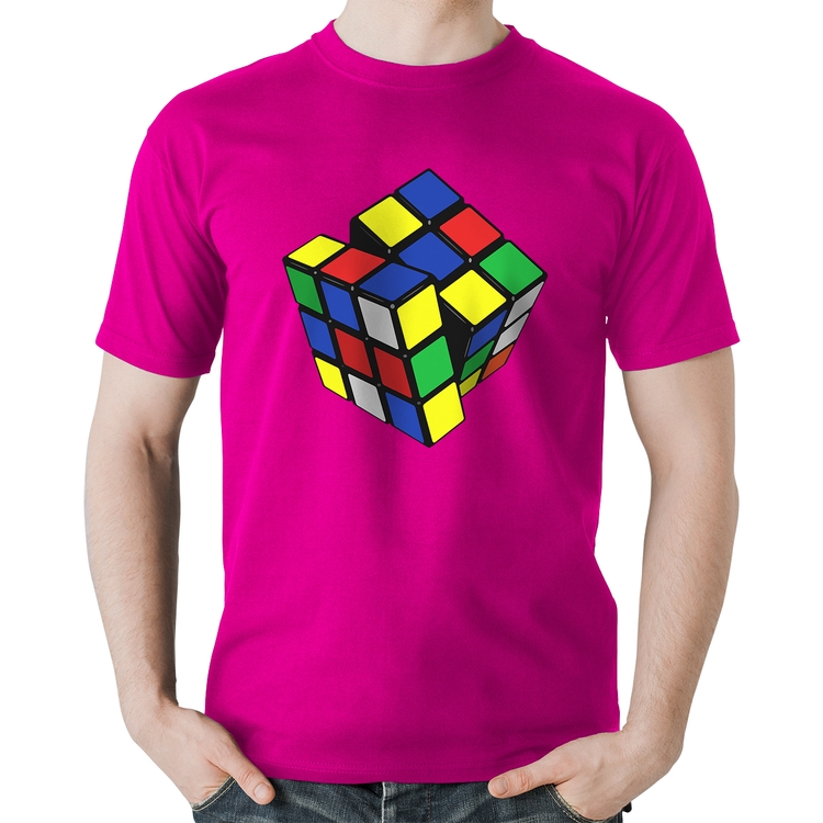 Camiseta Algodão Cubo Mágico - Rosa