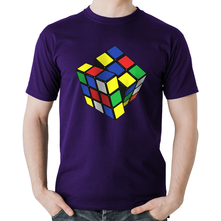 Camiseta Algodão Cubo Mágico - Roxa