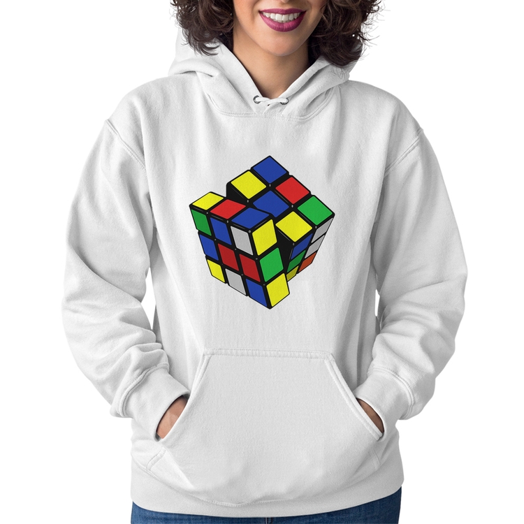 Moletom Feminino Cubo Mágico - Branco
