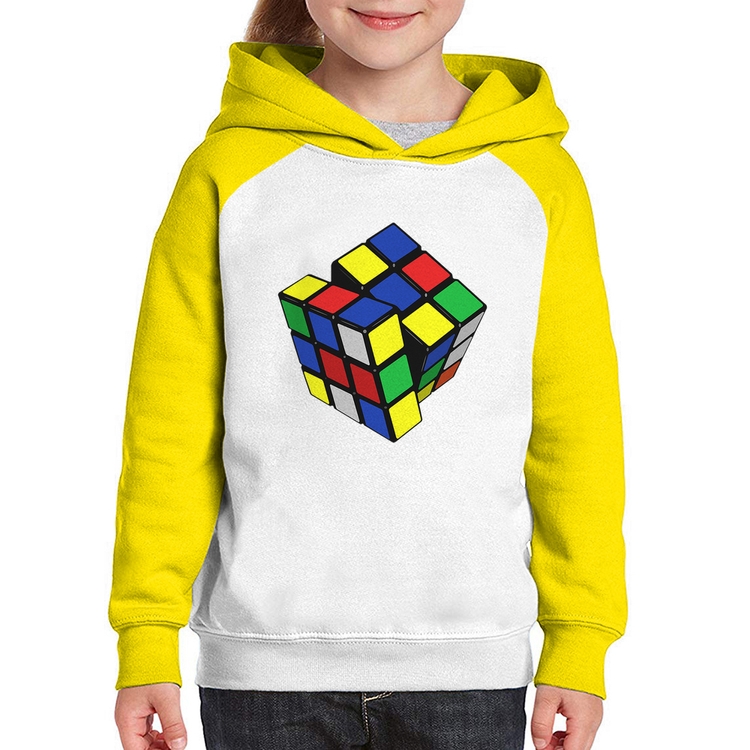 Moletom Infantil Cubo Mágico - Branco/Amarelo