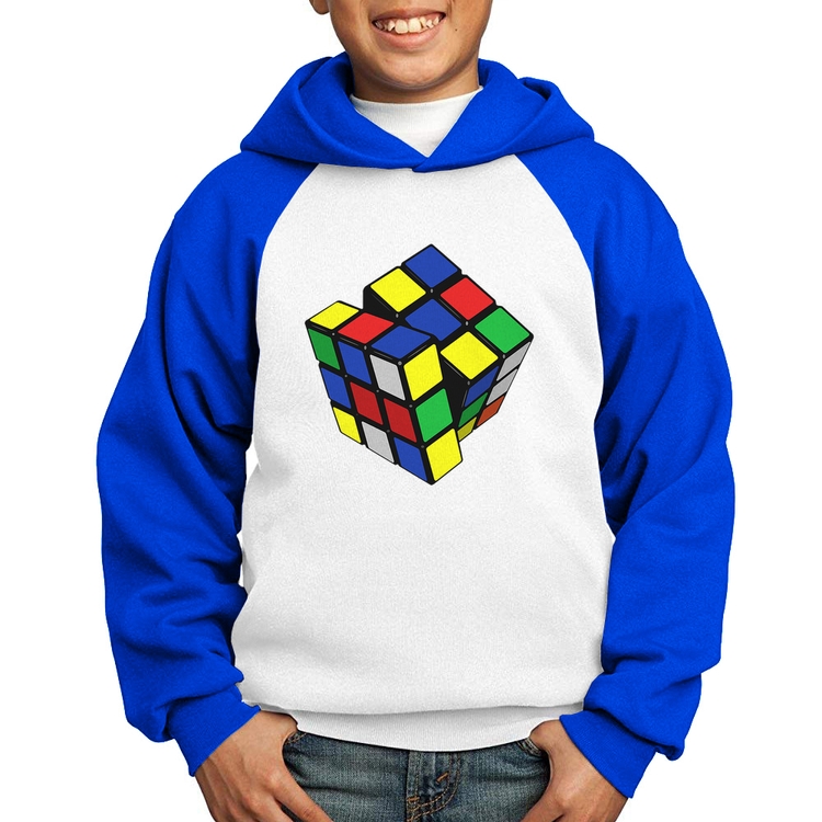Moletom Infantil Cubo Mágico - Branco/Azul