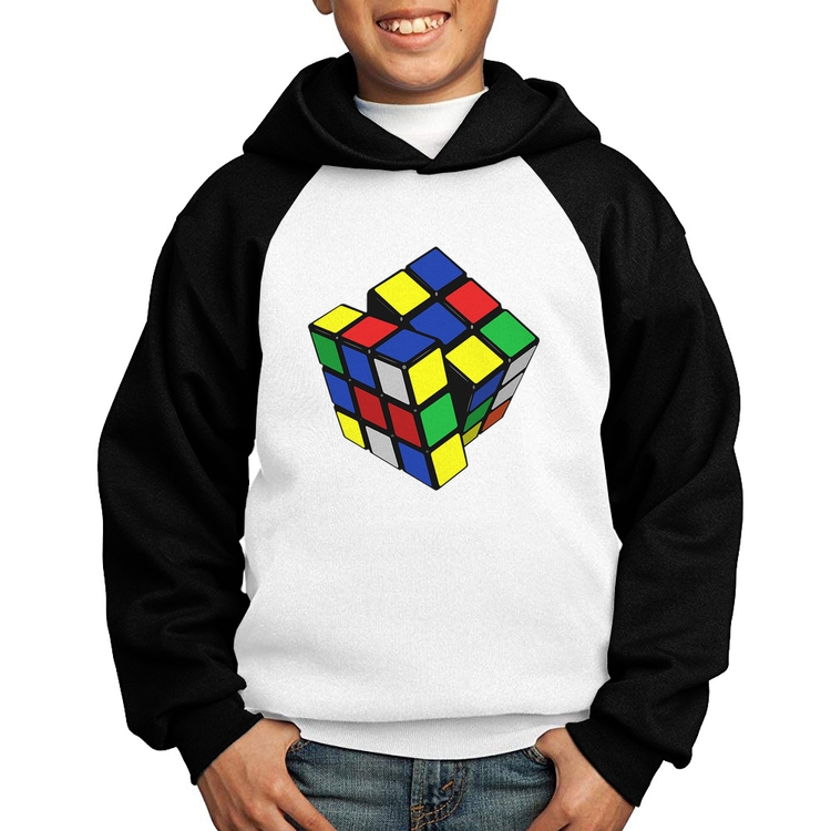 Moletom Infantil Cubo Mágico - Branco/Preto