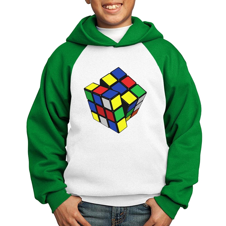 Moletom Infantil Cubo Mágico - Branco/Verde